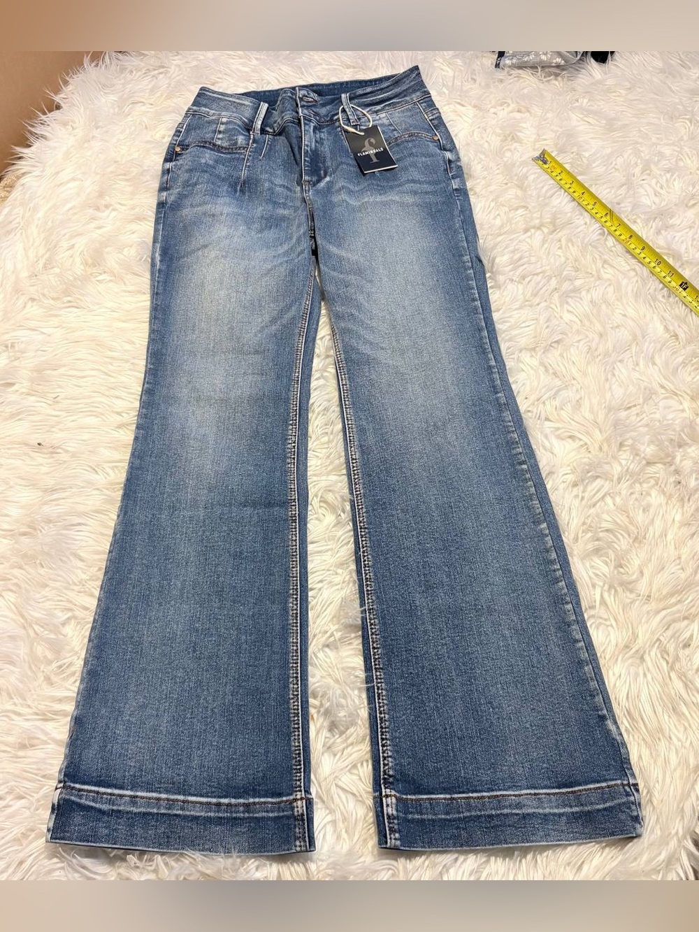 Flamingals wide leg stretchy denim jeans size L FG13-31